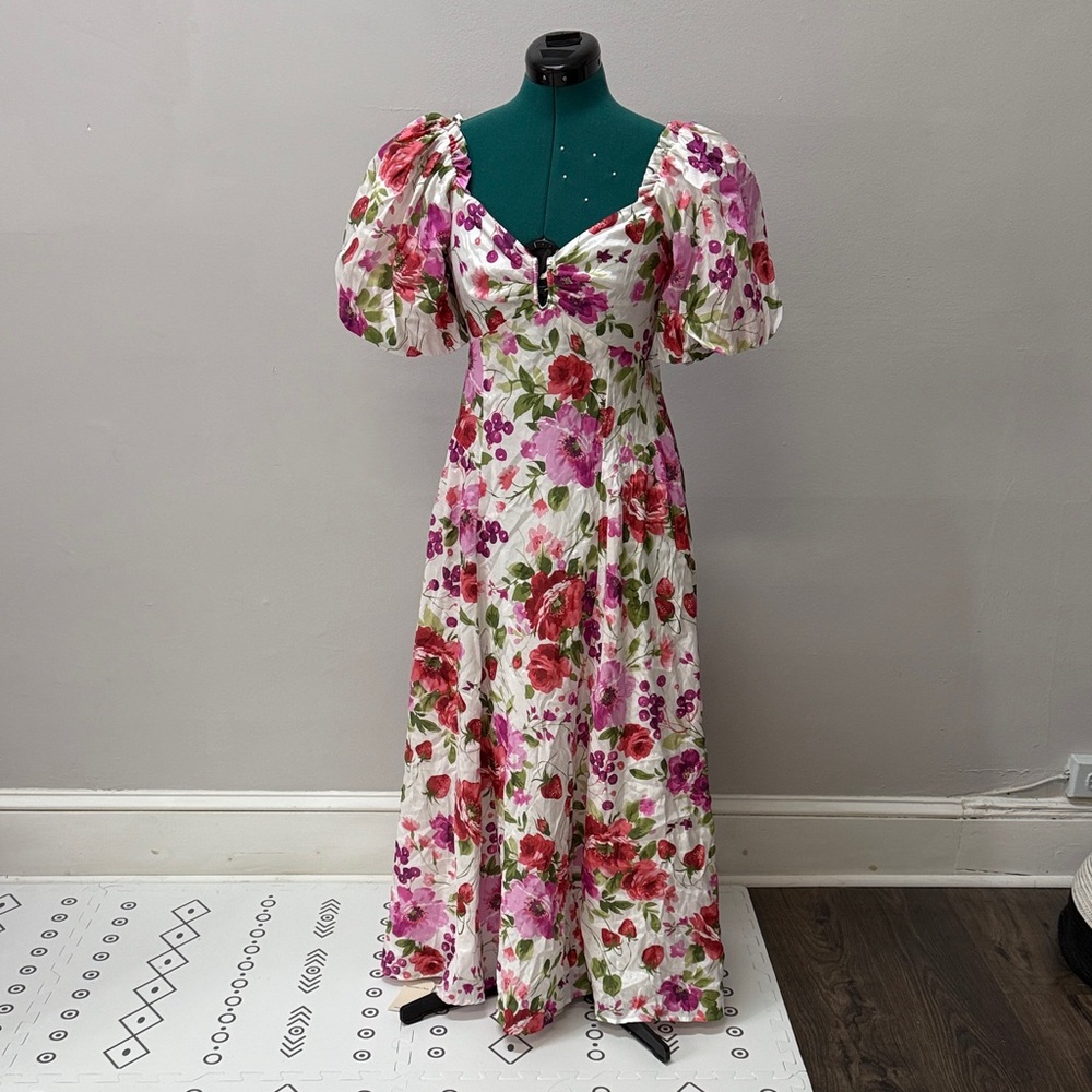 Floral Puff Sleeve midi Dress